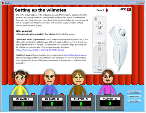 Option: use Wii remotes/nunchecks for response